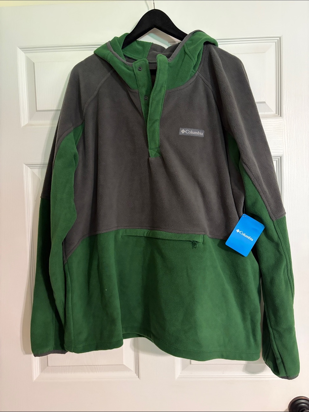 Columbia Basin Trail 1/2 Snap Fleece Hoodie Green Gray Mens XXL